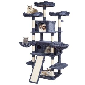 VEVOR Cat Tree for Indoor Cats, 68.5" Cat Tower with 2 Cat Condos, Sisal Scratching Post, Hammocks, Top Perches, Jumping Platforms and Ramp