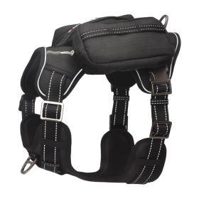 PETMARVEL High-Perfomance Tactical Dog Harness With Backpack, No Pull Front Clip & Metal Buckles (Option: Black-XLarge)