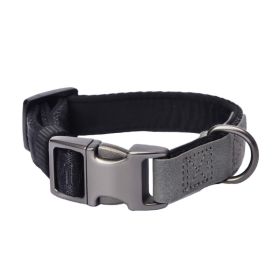 PETMARVEL Heavy Duty Solid Dog Collar Neoprene Padded 1 In Wide (Option: Grey-Medium)