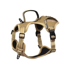PETMARVEL High-Perfomance Tactical Dog Harness With Poop Bag Holder, No Pull Front Clip & Metal Buckles, Brown S (Option: Brown-Large)