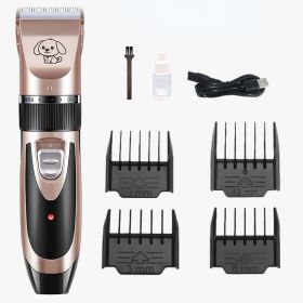 Dog Grooming Kit Clippers; Low Noise; pet grooming; Rechargeable; cat grooming; Pet Hair Thick Coats Clippers Trimmers Set; Suitable for Dogs; Ca (Color: Rose Gold)